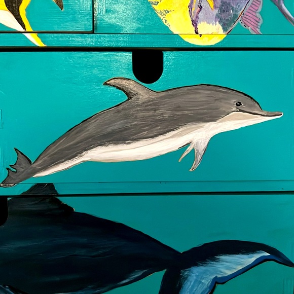 Hand painted multi drawer wood box